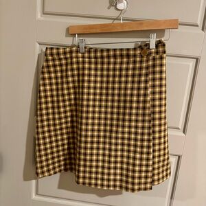 BP Faux Wrap Plaid Brown Mini Skirt